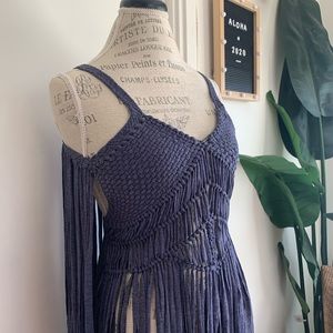Blue Strappy Tank with Tassles